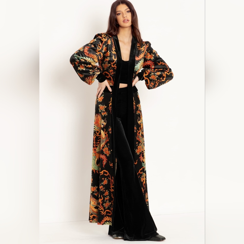 Dragon Rising Velvet Maxi Jacket size M BNWT